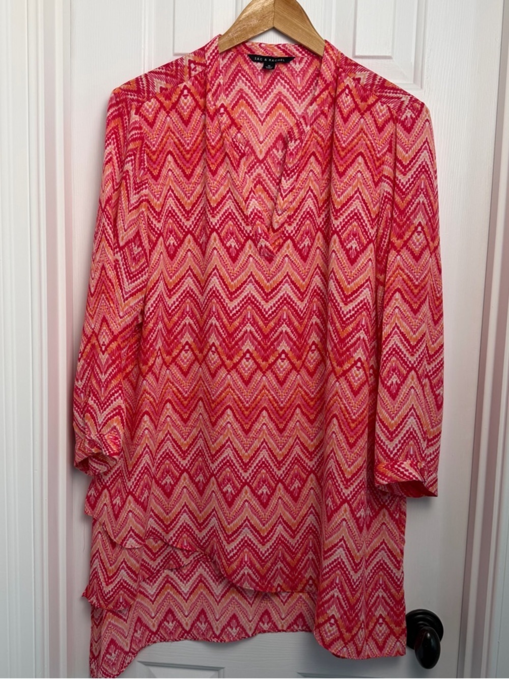 Womens Zac & Rachel Chevron Pattern Tunic Top EUC